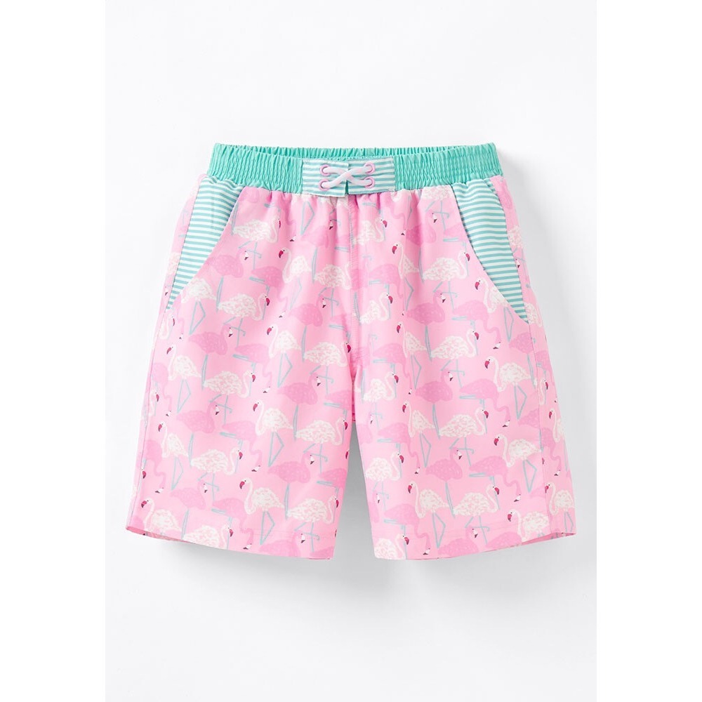 Matilda Jane Mens XXL Flamingo Print Swim Trunks Pink Teal Board Shorts